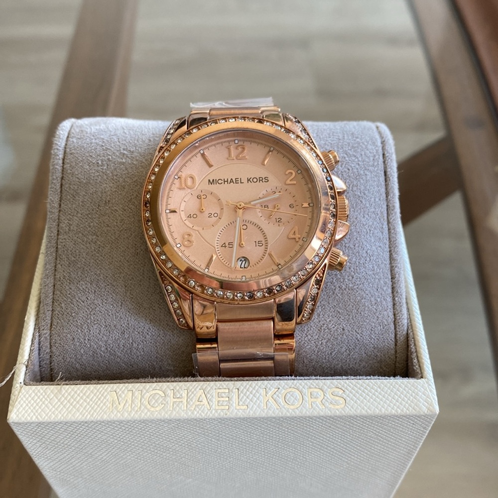 Michael Kors Blair Rose Gold-Tone Stainless Steel Chronograph Watch - Picture 2 of 6